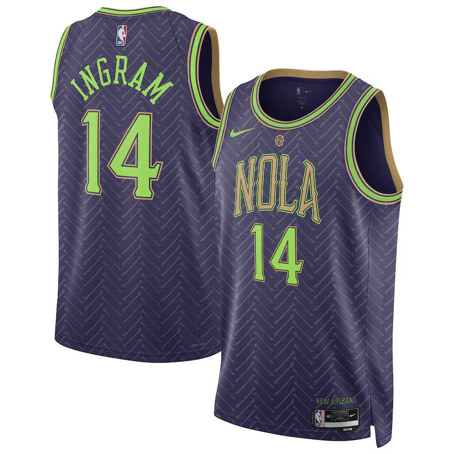 Men New Orleans Pelicans #14 Brandon Ingram Nike Purple City Edition 2024-25 Swingman Player NBA Jersey->youth nba jersey->Youth Jersey